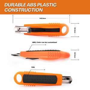 386014 Couteau de sécurité robuste et polyvalent DIY 60 #   Lame en acier au carbone à changement rapide, corps en ABS, 145 mm, emballage sous blister, OEM personnalisé - Product Image 2
