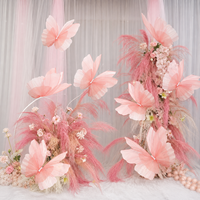 Décor floral géant personnalisé en soie pastel, papillons artificiels, fleurs artificielles, décoration de scène pour événements de mariage, accessoires pour photomaton