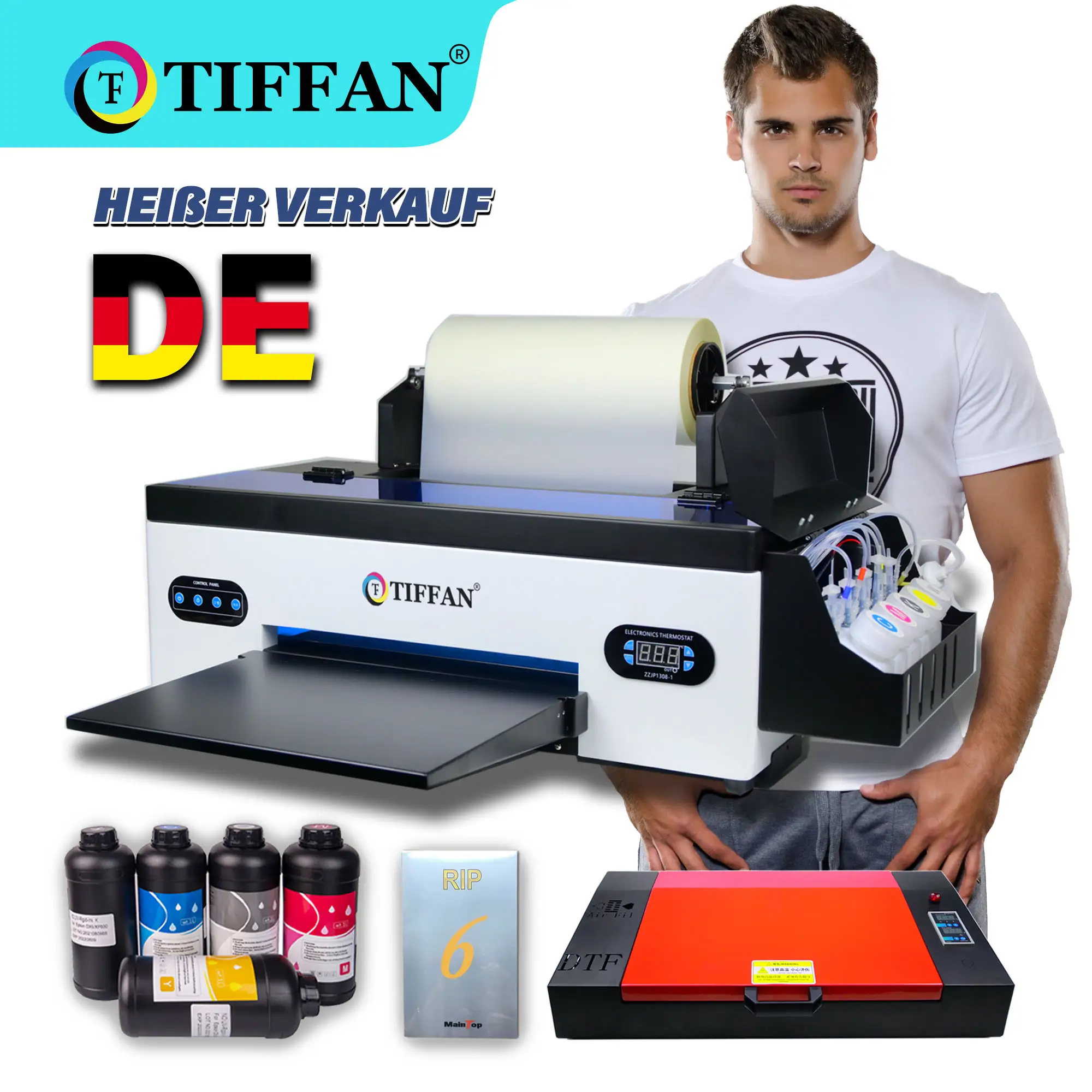 DTF Ink Jet Film Sticker Tshirt Printing Machine Heat Transfer Sublimation Roll R1390 Print Head A3+ Digital Inkjet DTF Printer