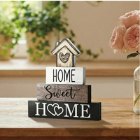 Panneau en bois rustique écologique fait main en forme de maison avec logo personnalisé pour étagères et manteaux de cheminée