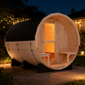 Sauna classique en pin blanc pour 6 personnes, poêle 6KW, toiture imperméable et bancs doubles sur le porche - Product Image 4