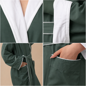 <span class=keywords><strong>Accappatoio</strong></span> Unisex con Collo a Scialle, Doppio Strato, <span class=keywords><strong>Verde</strong></span> Scuro, Altamente Assorbente, Comodo per Vacanze e Negozi di Regali, con Cintura per Signore - Product Image 3