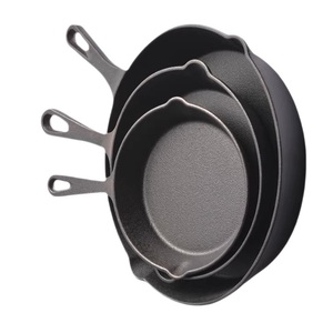 Juego de 3 Sartenes de Hierro Fundido Precuradas, Juego de Sartenes Antiadherentes para Cocinar en la Cocina, Aptas para Horno - Product Image 1