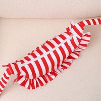 Nouveau sac bandoulière rétro rayé à volants en forme de croissant, grande capacité, avec fermeture éclair, sac à l'épaule décontracté pour filles