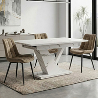 Échantillon Gratuit - Table à Manger Extensible Rectangulaire de Luxe en MDF, Design Moderne pour Salon, 6 Places (4 Chaises) - Mobilier Chinois