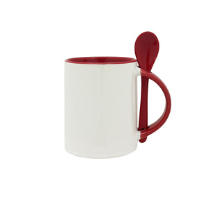 Taza de cerámica con cuchara de 11 oz, taza sublimable para transferencia de calor, para café, té y otras bebidas. - Product Image 4