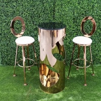 Table haute cylindrique en acier inoxydable doré, style minimaliste moderne, mobilier commercial découpé au laser pour mariage