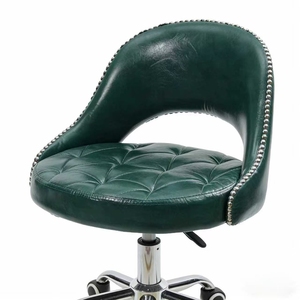 K Black <b>Adjustable</b> Barber Chair Quilted Upholstered Salon <b>Stool</b> Swivel Rolling Back Chair for Beauty Studio - Product Image 3