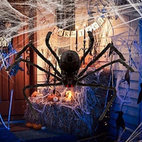 Grande Araignée en Peluche d'Horreur pour Halloween, Accessoires de Fête, Décoration Extérieure Géante 30-200cm, Jouet en Peluche Araignée Noire