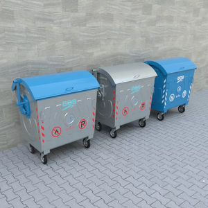 Customizable Pedal <b>Bin</b> 1100 LT Galvanized Metal Dome Lid Garbage Container <b>for</b> <b>Recycling</b> and <b>Storage</b> Round Pattern - Product Image 1