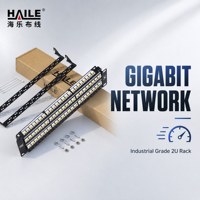 Panel de Conexiones CAT5e de 48 Puertos Gigabit 2U Tipo Split, Panel de Conexiones de Red para Gabinete de Grado Ingeniería