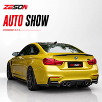 Diffuser Belakang Serat Karbon Kering Model V dengan Lampu LED untuk BMW M3 M4 F80 F82 2014-2018 Splitter Bumper Belakang