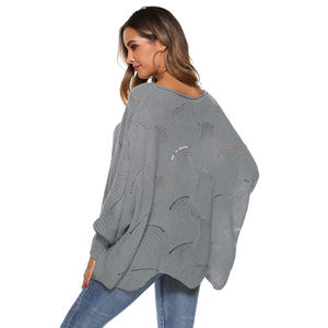 Dames d'usine personnalisé automne lâche évider couleur unie <span class=keywords><strong>pull</strong></span> à manches lanterne <span class=keywords><strong>pull</strong></span> - Product Image 6