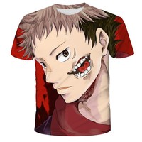 T-shirt à manches courtes pour homme, imprimé numérique 3D, respirant, coupe régulière, 100 % coton, thème Anime Cursed Spirits Saison 2