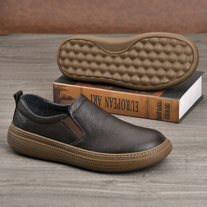 Mocassins en cuir véritable pour homme, bout rond, respirants, semelle intermédiaire en EVA, semelle extérieure en caoutchouc, chaussures décontractées toutes saisons - Product Image 2