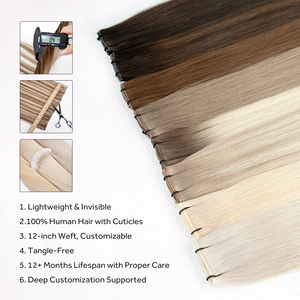 LeShine Hair Most Popular Straight Blonde Genius Wefts Human Hair Invisible Genius Weft Russian Human Hair Extensions