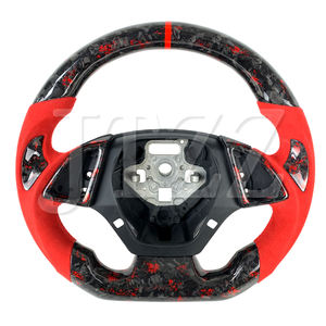 Pour Chevrolet <span class=keywords><strong>Corvette</strong></span> C7 C5 C6 C8 <span class=keywords><strong>rouge</strong></span> personnalisé <span class=keywords><strong>rouge</strong></span> cuir perforé volant en fibre de carbone forgé 2020 2021 <span class=keywords><strong>2022</strong></span> 2023 - Product Image 1
