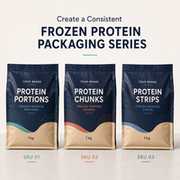 Bolsa para Mariscos Congelados con Fondo Plano y Cierre, Impresa Personalizada, para Camarones, Filetes de Pescado y Empaquetado de Alimentos de Marca Privada