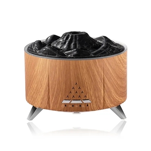 Difusor de aceite esencial para el hogar inteligente de 350ml, difusor de aromaterapia de grano de madera, difusor nebulizador de altavoz de música BT con luz de fuego - Product Image 1