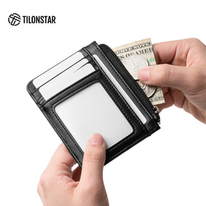 TILONSTAR TWM140 Men's <b>Wallet</b> Thin Rfid Blocking Slim Minimalist Leather <b>Wallet</b> Card <b>Holder</b> for Air Tag - Product Image 4