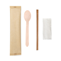 Ensemble fourchette cuillère et baguettes en bois de luxe coréen écologique biodégradable jetable pour barbecue coréen Ramen nourriture japonaise
