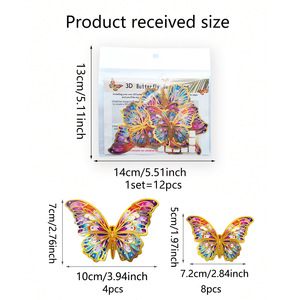 Juego de 12 Pegatinas de Pared con Diseño de Mariposas 3D y Técnica de Dorado con Lámina Dorada para Decoración de Bodas y Festivales - Product Image 5