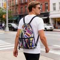 Mochila con Cordón Ajustable y Diseño de Arcoíris, Resistente, para Uso Escolar, con Impresión Personalizada, Nueva Llegada