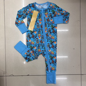Groothandel Direct Verzendklaar Bamboe Pyjama Romper Mystery Box Willekeurig Bedrukt Baby Bamboe Rits Blind Box Unisex 200-220gsm Lente - Product Image 6