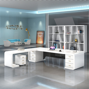 Table de travail par ordinateur de haute qualité Mobilier de bureau pour patron Bureau de secrétaire de direction Table de bureau en forme de L - Product Image 5