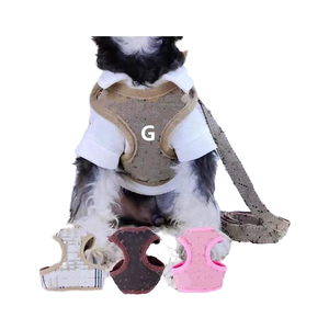 Rompi hewan peliharaan mewah kerah <span class=keywords><strong>Harness</strong></span> perlengkapan anjing desainer dapat disesuaikan tanpa fitur tarik kotak-kotak sederhana untuk anjing kecil sedang besar XL - Product Image 4