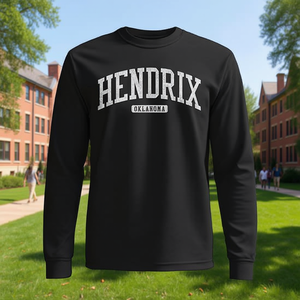 T-shirt a maniche lunghe Hendrix Oklahoma, abbigliamento unisex in stile college - Product Image 3