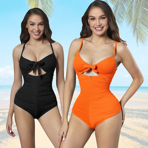 Fábrica Personalizada Mulheres Cor Sólida Triângulo <span class=keywords><strong>One-piece</strong></span> <span class=keywords><strong>Swimsuit</strong></span> Firm Tummy Control Shapewear Biquíni Swimwear - Product Image 1