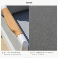 OSMEN Tamarama Ensemble de 4 canapés de salon modernes et durables pour l'extérieur avec accoudoirs en teck pour salon et cour