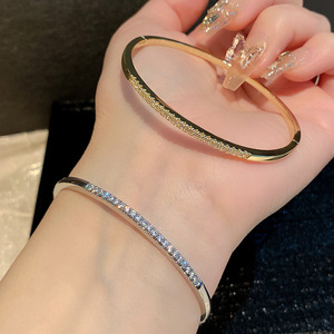 Geometric <b>Copper</b> Alloy <b>Bracelet</b> Gold Silver Micro Insert Women's Jewelry Gift - Product Image 4
