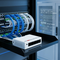 OEM ODM 4 Port PoE Extender Gigabit dengan 3 PoE Out, IEEE 802.3af/at Mini 4 Channel Repeater 1000Mbps