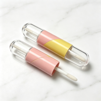 Tube de brillant à lèvres vide transparent rechargeable avec double applicateur style capsule