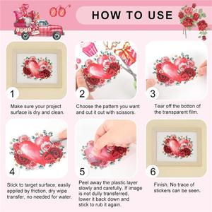 Pegatinas de Transferencia de Corazón de Acuarela Personalizadas, Novedad Más Vendida para el Día de San Valentín, para <span class=keywords><strong>Muebles</strong></span> y Manualidades, Decoración del Hogar DIY - Product Image 3