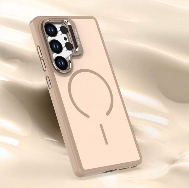 Luxury Camera Bracket Magnetic Armor Phone Case for Samsung S26 Ultra S25 FE S24 S23 S22 Plus Matte Back Cover for A37 A57 A27