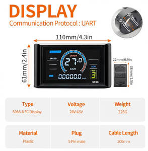 Ebike Sine Wave Waterproof <strong>Controller</strong> 17A 26A 30A 350-1000W S966 NFC Display Compatible Hall and Hall Free Hub <strong>Motor</strong> <strong>Controller</strong> - Product Image 6