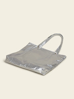 Sac fourre-tout pliable et réutilisable en nylon ripstop métallisé or et argent, grande taille, haute qualité, résistant, pour le commerce de détail et les cadeaux, pour femme