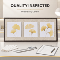 Décoration murale moderne pour salon, chambre et couloir, triptyque encadré en toile mate avec impression de feuilles de Ginkgo