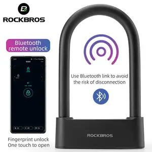 Rockbros ROCKBROS Smart Bicycle U Lock Anti-theft Fingerprint Bike Lock Bicycle Alarm Lock
