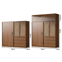 Ensemble de rangement de chambre à coucher moderne et personnalisé, armoire en rotin, étagères amovibles, lit, conception d'orga
