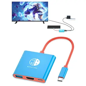 Portable Multi 3 en 1 3.0 USB Type C Convertisseur vers 4K * 2K HDTV PD Charge TV Dock Base pour Nintendo Switch OLED USB C Hub