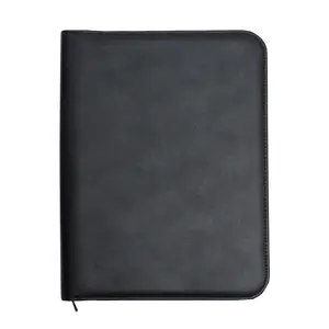 Multi-function Binder Portfolio Portable Tablet Case Luxury Zippered Notepad Holder Elegant Soft Leather File Folder