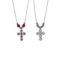 Collier pendentif croix vintage, entièrement orné de strass, perles rouges, style long, unisexe, accessoire de collier perlé élégant et cool
