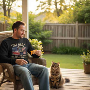 Cat Dad The Man The Myth The Snack Dealer T-shirt à manches longues, cadeau pour la fête des pères - Product Image 3