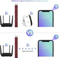 QLOCOM WPS routeur 300Mbps 2.4GHz sans fil WIFI répéteur WiFi Extender amplificateur WiFi Signal Booster Point d'accès AP