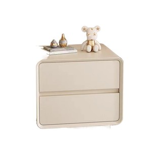 โต๊ะข้างเตียงสีครีมทันสมัยพร้อมลิ้นชัก 2 ช่องสำหรับเก็บของในห้องนอน - Product Image 3