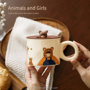 Taza creativa de cerámica bonita con tapa para café o agua Regalo de negocios perfecto - Product Image 4